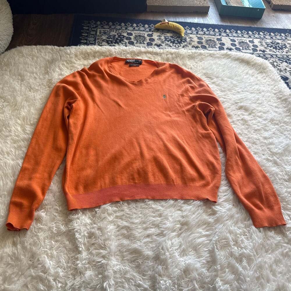Polo‎ Ralph Lauren Men's Orange Pima Cotton Crew Neck Sweater